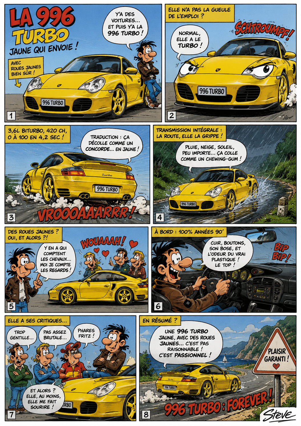 Porsche 996 911 Turbo jaune speed